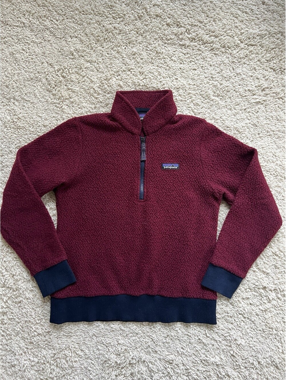 Patagonia Women’s 1/4 Zip Fleece Woolyester Pullover Size Medium Maroon
